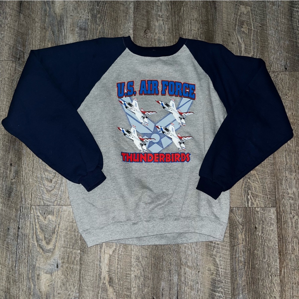 Vintage 90s‎ US Air Force Thunderbirds Sweatshirt Size L Crewneck Gray Jerzees￼